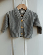 Load image into Gallery viewer, Light Green Cotton Knit Baby Cardigan – Wooden Buttons