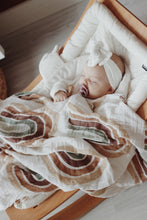Load image into Gallery viewer, Organic Muslin Baby Blanket – All-Over Rainbow Print, 4-Layer Softness (85x120 cm)