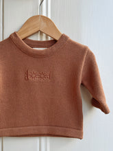 Load image into Gallery viewer, Cinnamon Cotton Baby Jumper – “Good” Embroidery with Sun Detail