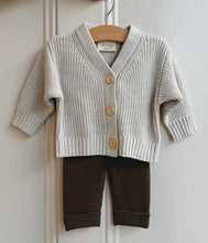 Load image into Gallery viewer, Ecru Cotton Knit Baby Cardigan – Wooden Buttons & All-Season Comfort
