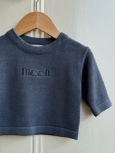 Load image into Gallery viewer, Denim Blue Cotton Baby Jumper – Moon Embroidery Detail