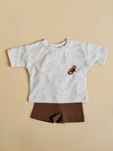 Load image into Gallery viewer, Grey Baby T-shirt with Red Panda Embroidery – Soft Cotton Stretch