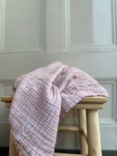 Load image into Gallery viewer, Organic Muslin Baby Blanket – Pink Floral 4-Layer Softness (85x120 cm)