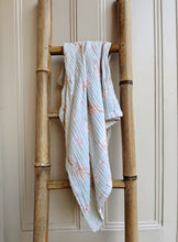 Load image into Gallery viewer, Organic Muslin Baby Blanket – Green Floral Watercolour Print (85x120 cm)