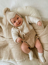 Load image into Gallery viewer, Pompom Baby Bonnet – Cotton Blend Tie-Up Hat with Chin Straps