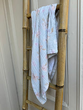 Load image into Gallery viewer, Organic Muslin Baby Blanket – Green Floral Watercolour Print (85x120 cm)