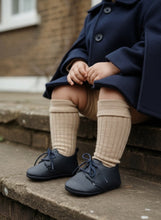 Load image into Gallery viewer, Navy Leather Lace-Up Baby Moccasins | Soft Sole | Genuine Leather