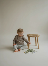 Load image into Gallery viewer, Ribbed Baby Top with Ruffle Neck – Brown