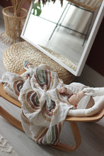 Load image into Gallery viewer, Organic Muslin Baby Blanket – All-Over Rainbow Print, 4-Layer Softness (85x120 cm)