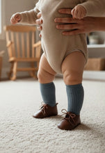 Load image into Gallery viewer, Tan Leather Lace-Up Baby Moccasins | First Walkers | 100% Leather