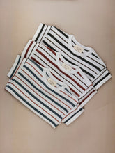 Load image into Gallery viewer, Trio of organic striped rompers – breathable summer baby essentials