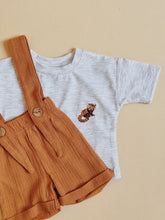 Load image into Gallery viewer, Grey Baby T-shirt with Red Panda Embroidery – Soft Cotton Stretch