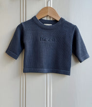 Load image into Gallery viewer, Denim Blue Cotton Baby Jumper – Moon Embroidery Detail
