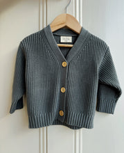 Load image into Gallery viewer, Dark Green Cotton Knit Baby Cardigan – Wooden Buttons