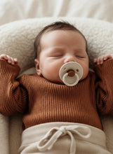 Load image into Gallery viewer, Cotton Ribbed Baby Top with Shoulder Buttons – Navy, Khaki, Rust, Brown, Grey