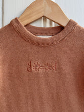 Load image into Gallery viewer, Cinnamon Cotton Baby Jumper – “Good” Embroidery with Sun Detail