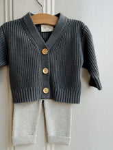 Load image into Gallery viewer, Dark Green Cotton Knit Baby Cardigan – Wooden Buttons