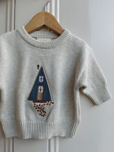 Load image into Gallery viewer, Cabin Knit Baby Jumper – Ecru Flecked Autumn Scene Embroidery