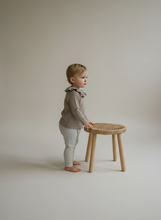 Load image into Gallery viewer, Ribbed Baby Top with Ruffle Neck – Brown