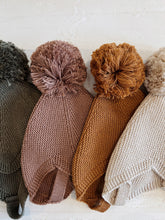 Load image into Gallery viewer, Pompom Baby Bonnet – Cotton Blend Tie-Up Hat with Chin Straps