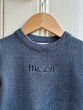 Load image into Gallery viewer, Denim Blue Cotton Baby Jumper – Moon Embroidery Detail