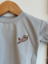 Load image into Gallery viewer, Cotton Baby T-shirt – Otter Embroidery | Soft, Stretchy & Playful
