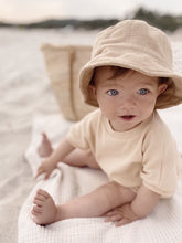 Load image into Gallery viewer, Organic Muslin Baby Bucket Hat – Tie-Up Summer Sun Hat