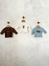 Load image into Gallery viewer, Brown Baby & Kids Long Sleeve T-shirt – Puppy Embroidery Detail
