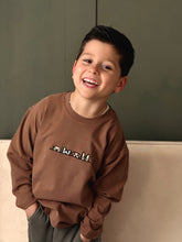 Load image into Gallery viewer, Brown Baby & Kids Long Sleeve T-shirt – Puppy Embroidery Detail
