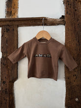 Load image into Gallery viewer, Brown Baby & Kids Long Sleeve T-shirt – Puppy Embroidery Detail
