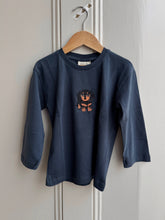 Load image into Gallery viewer, Dark blue toddler top with sausage dog embroidery