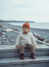 Load image into Gallery viewer, Knitted Pixie Baby Hat – Cotton Blend Tie-Up Bonnet