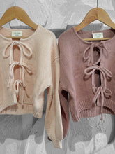 Load image into Gallery viewer, Cotton Knit Baby Cardigan with Front Ties – Pink & Purple