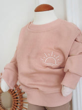 Load image into Gallery viewer, Pink Oversized Baby Sweatshirt – Cotton with Sunset Embroidery