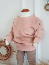 Load image into Gallery viewer, Pink Oversized Baby Sweatshirt – Cotton with Sunset Embroidery