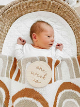 Load image into Gallery viewer, Knitted Rainbow Baby Blanket – All-Over Rainbow Pattern (100x120 cm)