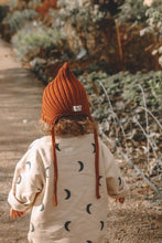 Load image into Gallery viewer, Knitted Pixie Baby Hat – Cotton Blend Tie-Up Bonnet