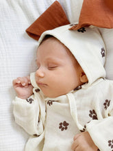 Load image into Gallery viewer, sleeping baby in full puppy bonnet & romper outfit – adorable newborn look
