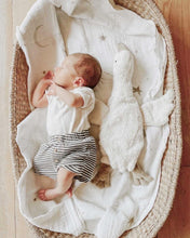 Load image into Gallery viewer, Organic Muslin & Bamboo Baby Swaddle – Stars & Moon Watercolour Print (120x120 cm)