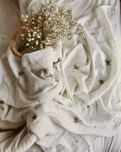Load image into Gallery viewer, Organic Muslin & Bamboo Baby Swaddle – Stars & Moon Watercolour Print (120x120 cm)