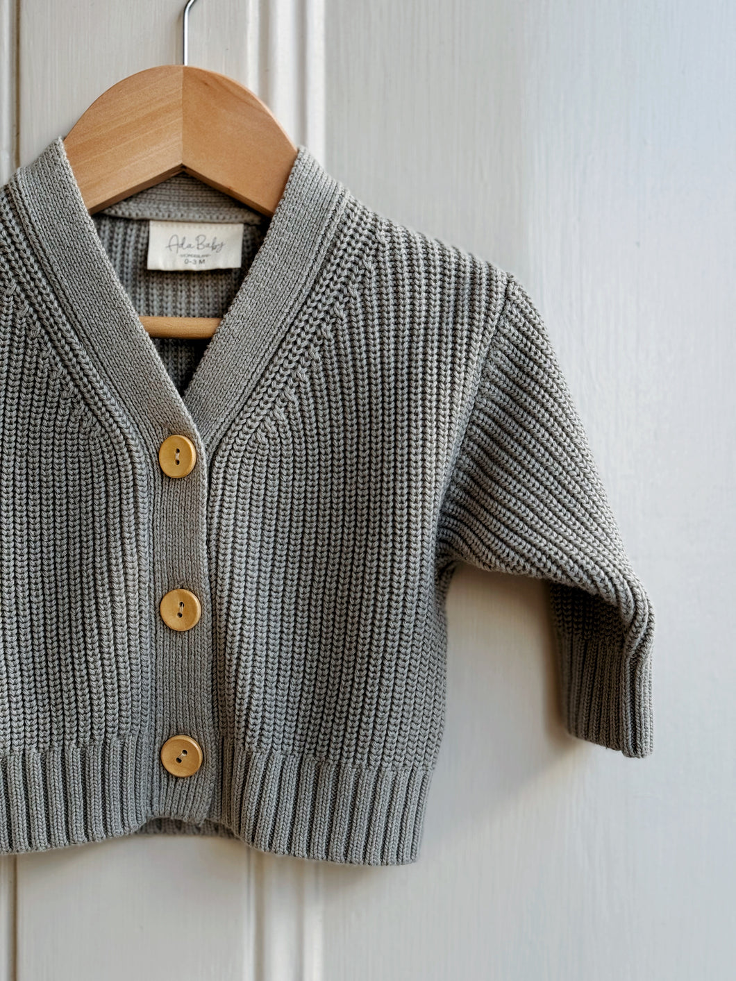 Knit Baby Cardigan Light Green