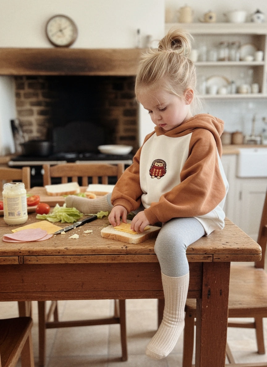 Hedgehog Embroidered Oversize Baby Hoodie – From 6-12m to 5-6y