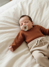 Load image into Gallery viewer, Cotton Ribbed Baby Top with Shoulder Buttons – Navy, Khaki, Rust, Brown, Grey
