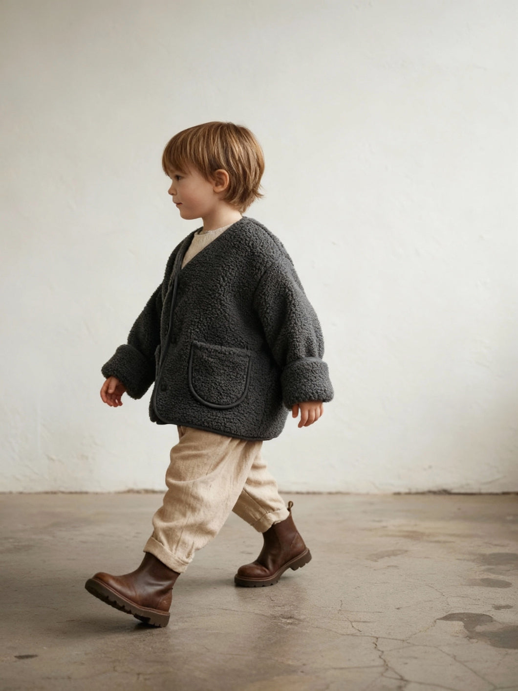 Oversized Sherpa Baby & Toddler Coat – Dark Grey