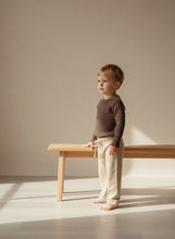Load image into Gallery viewer, Cotton Ribbed Baby Top with Shoulder Buttons – Navy, Brown, Grey
