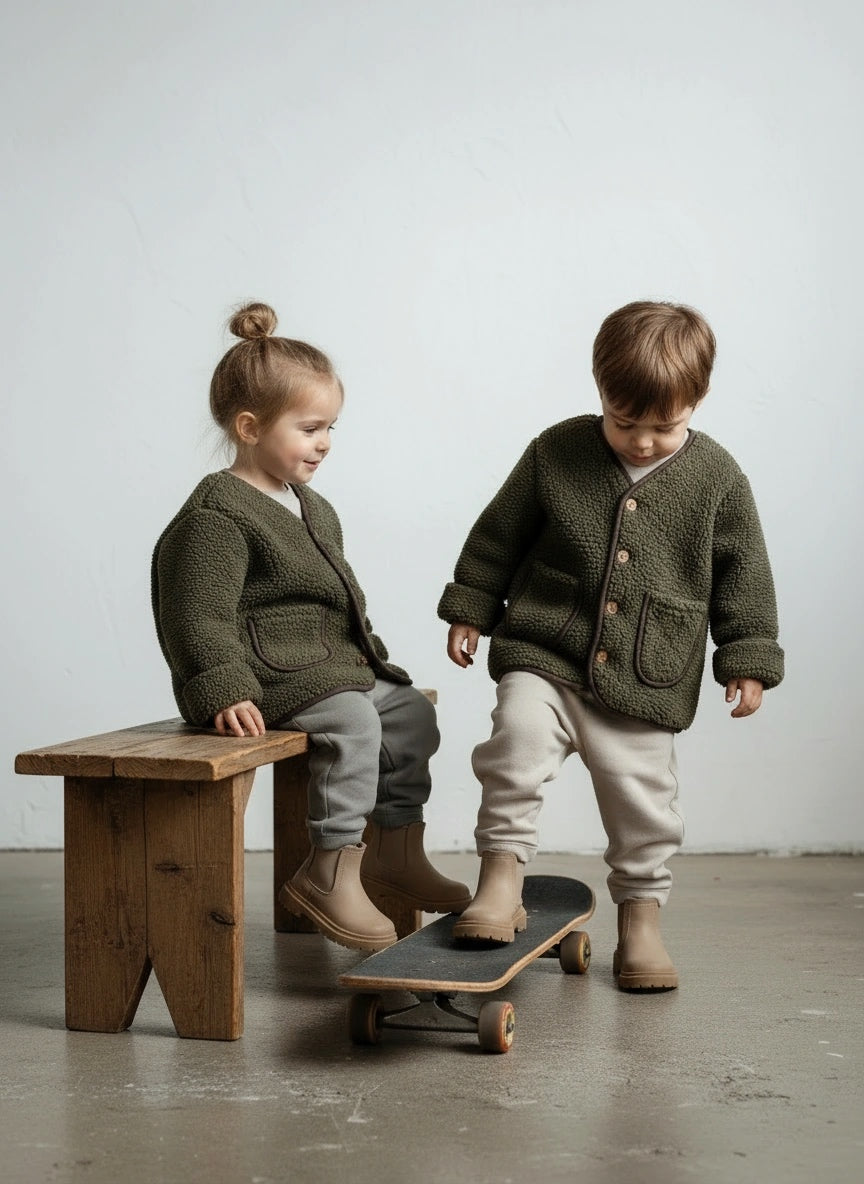 Oversized Sherpa Baby & Toddler Coat – Khaki