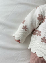 Load image into Gallery viewer, Cotton Knit Baby Jumper with Floral Pattern – Off-White &amp; Pink
