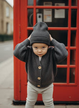 Load image into Gallery viewer, Knit Baby Cardigan – Dark Grey 100% Cotton Button-Up for All Seasons
