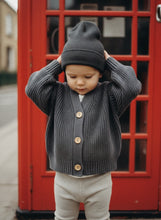 Load image into Gallery viewer, Knit Baby Cardigan – Dark Grey 100% Cotton Button-Up for All Seasons
