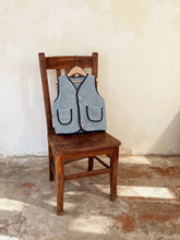 Load image into Gallery viewer, Oversized Sheepskin-Look Baby Gilet – Off-White &amp; Light Blue
